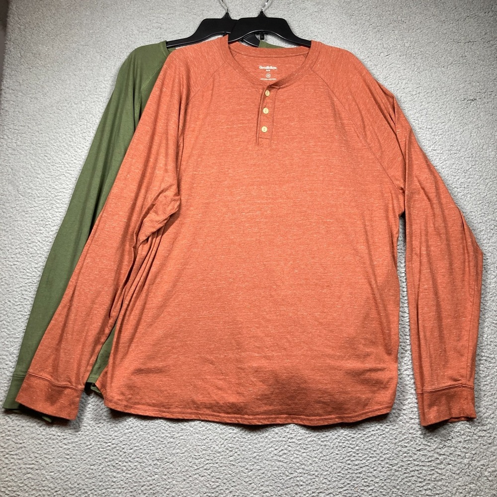Goodfellow & Co T Shirts Big Mens 2XB Tall Lot of 2 Green Orange Long Sleeve
